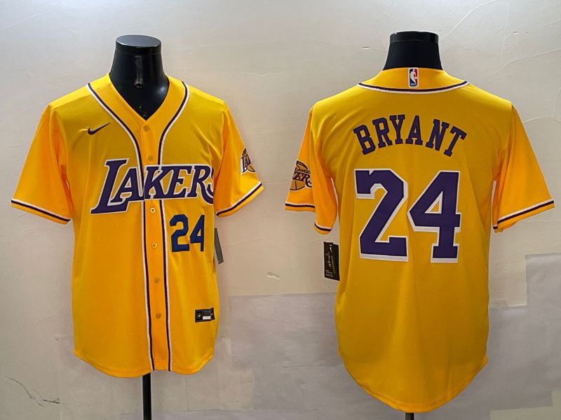 Men Los Angeles Lakers #24 Bryant Yellow Joint Name Nike 2025 NBA Jersey style 5